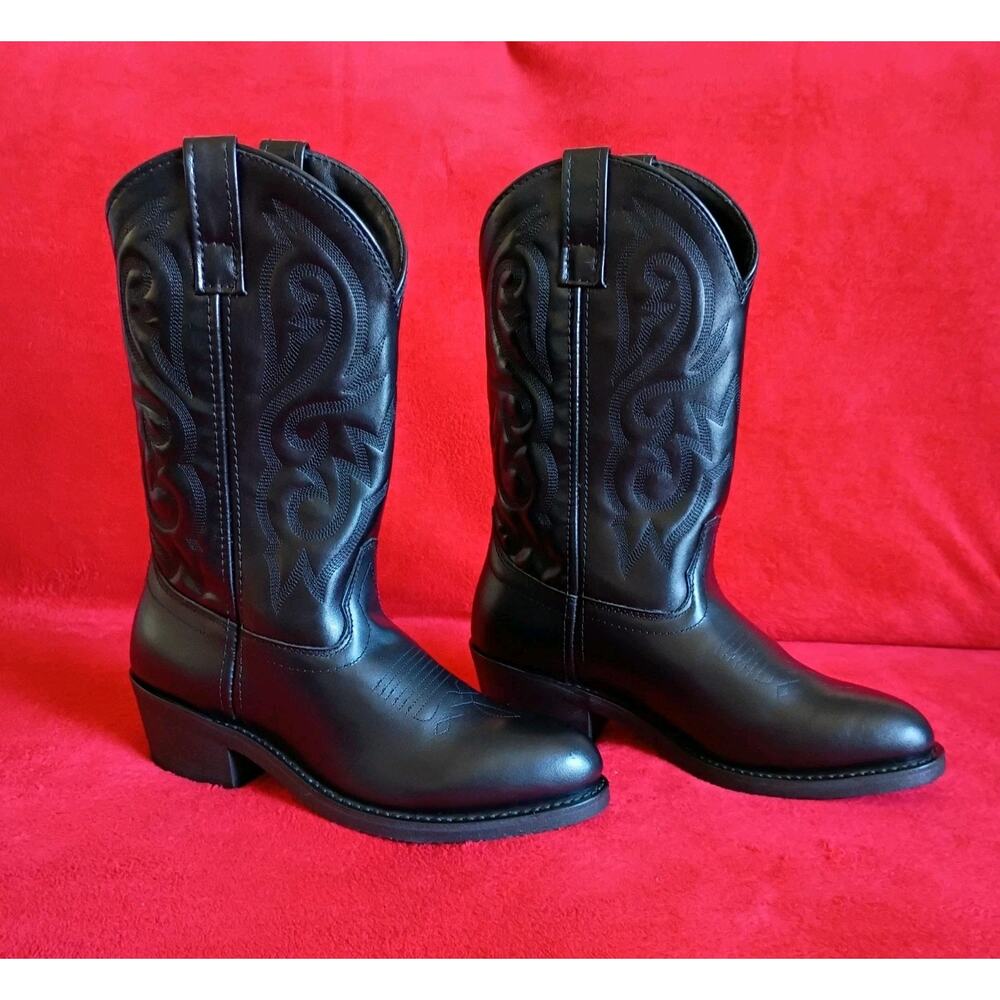 Cody James Mens Western Boots Black Leather Embroidered Sz 7.5D Ranch Rodeo